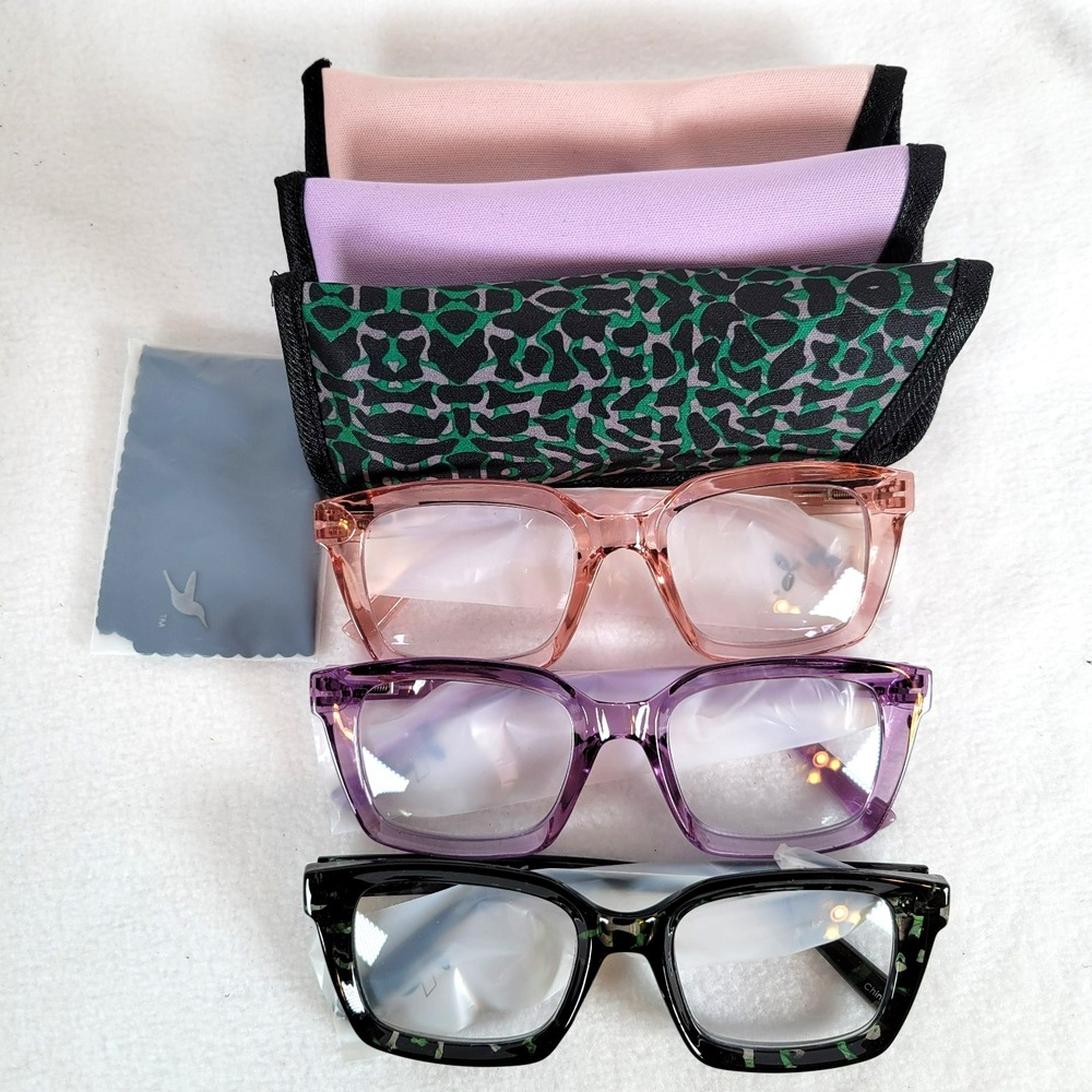 Hummingbird Womens Santa Fe Set Auto-Tint Blue Light Sun Readers Jewels +3.5